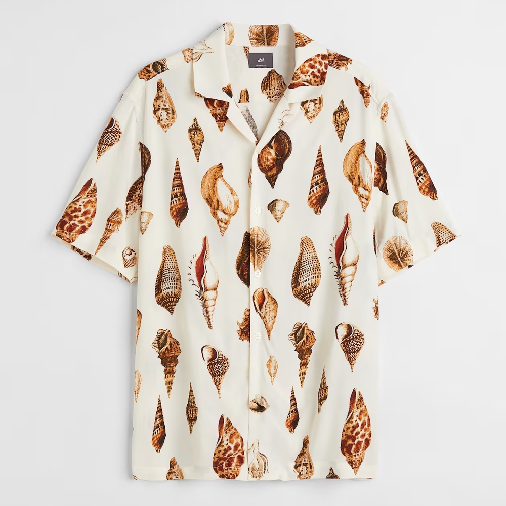 H&M Cream Seashell Print Men's Shirt